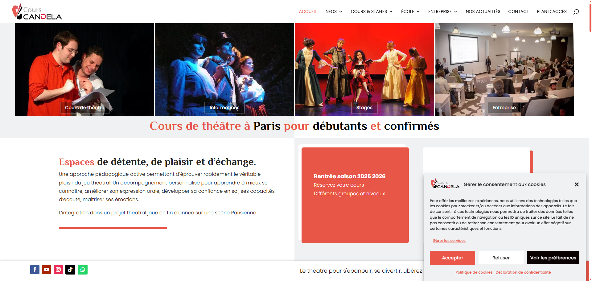 Cours Candela | Cours de théâtre à Paris débutant & confirmé